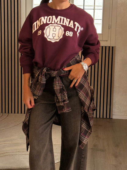 Felpa donna paricollo over college