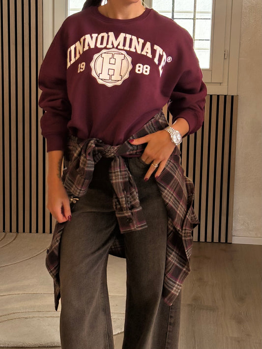 Felpa donna paricollo over college