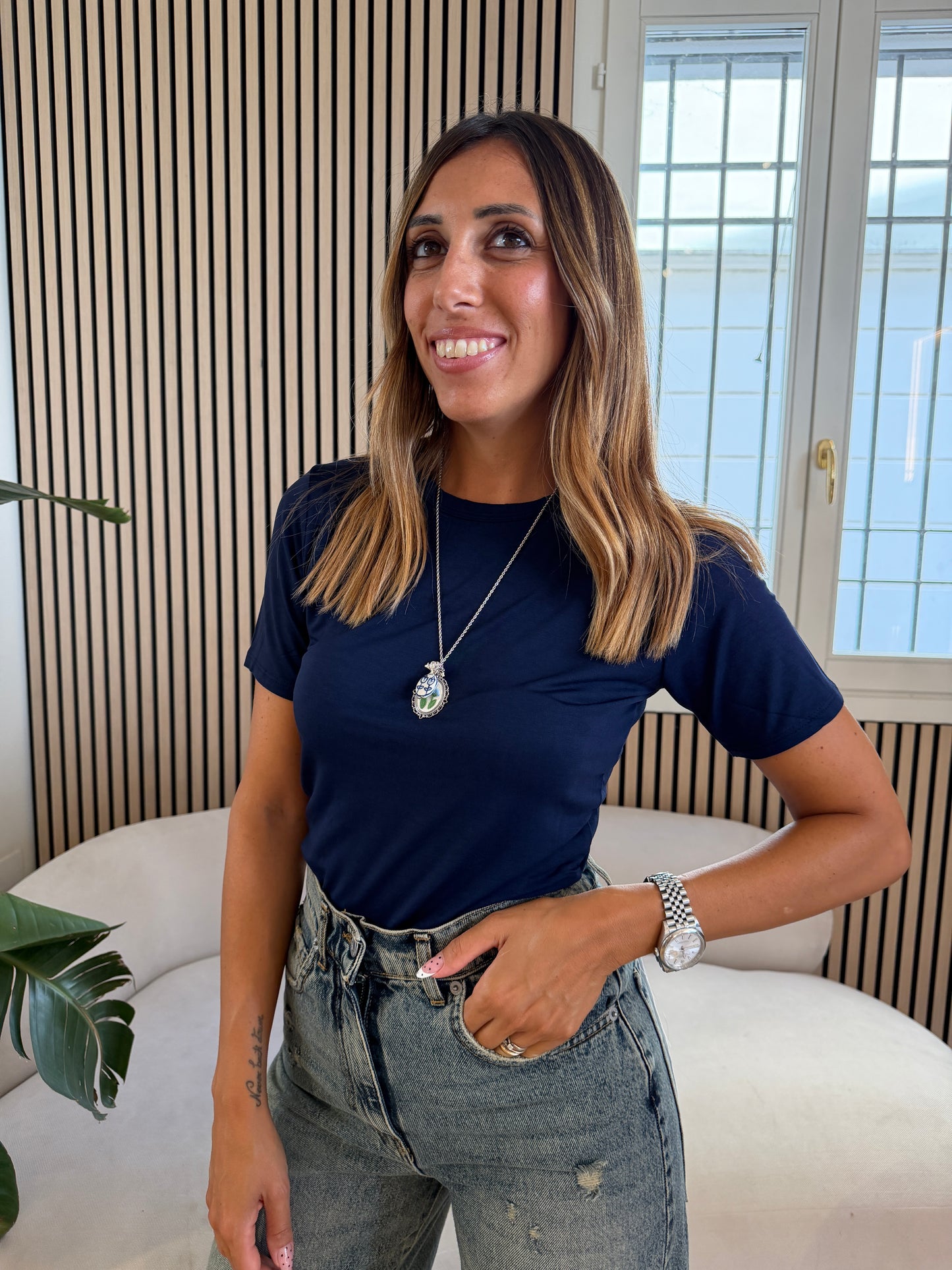 T-shirt manica corta blu