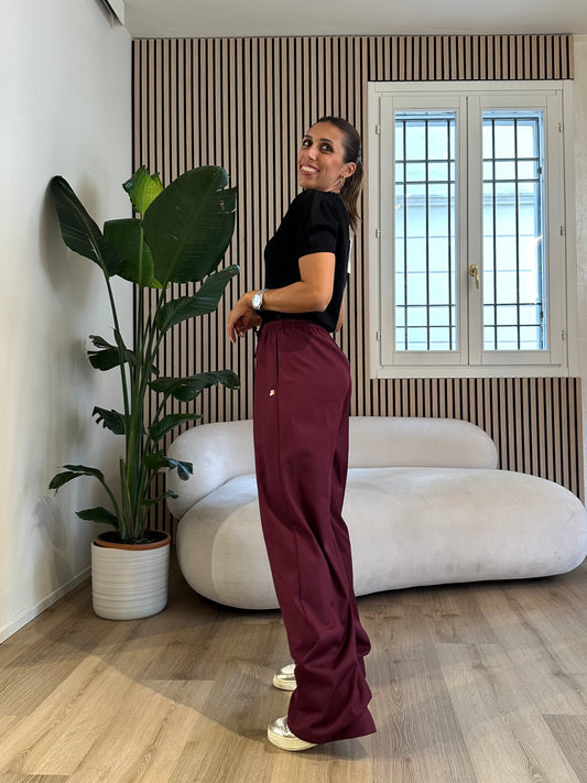 Pantalone over in twill con coulisse