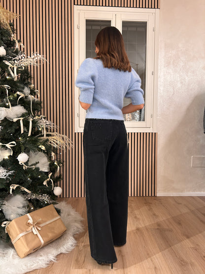 Jeans strappi gamba larga neri