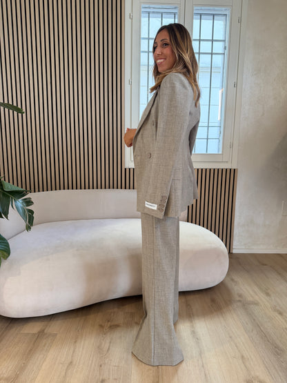 Pantalone beige flare in poliviscosa