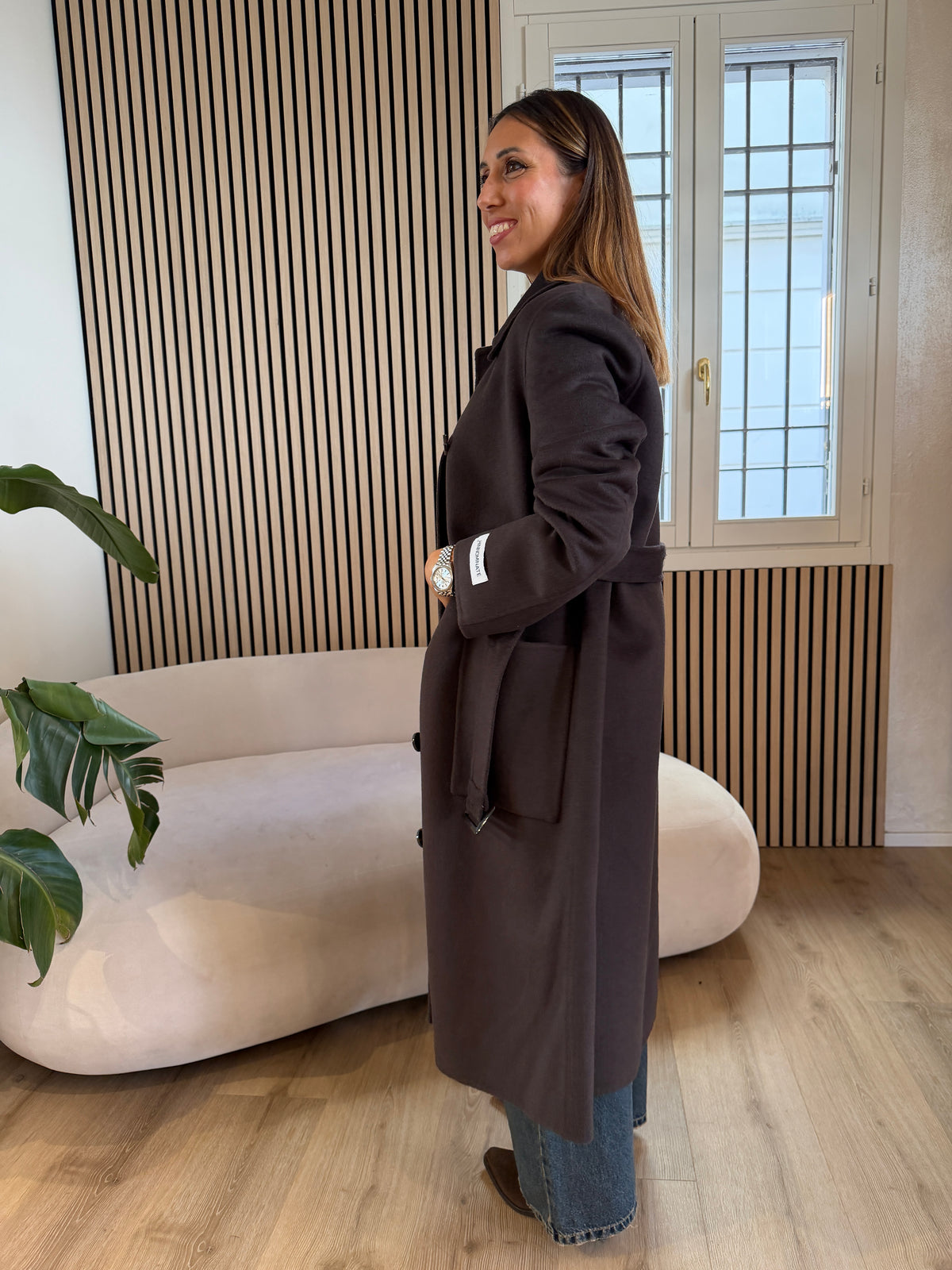 Cappotto double midi Caffè