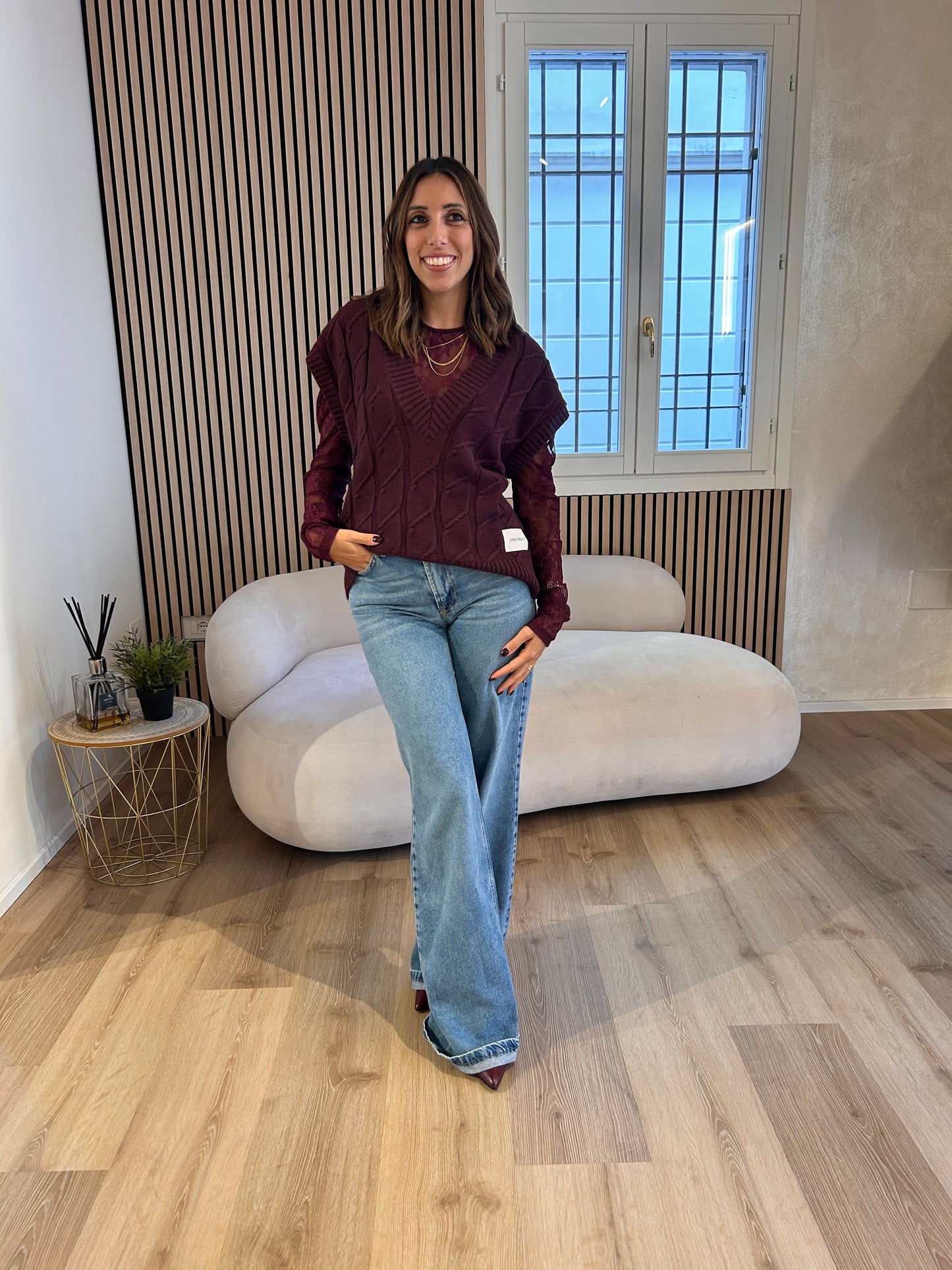 Gilet in maglia con trecce