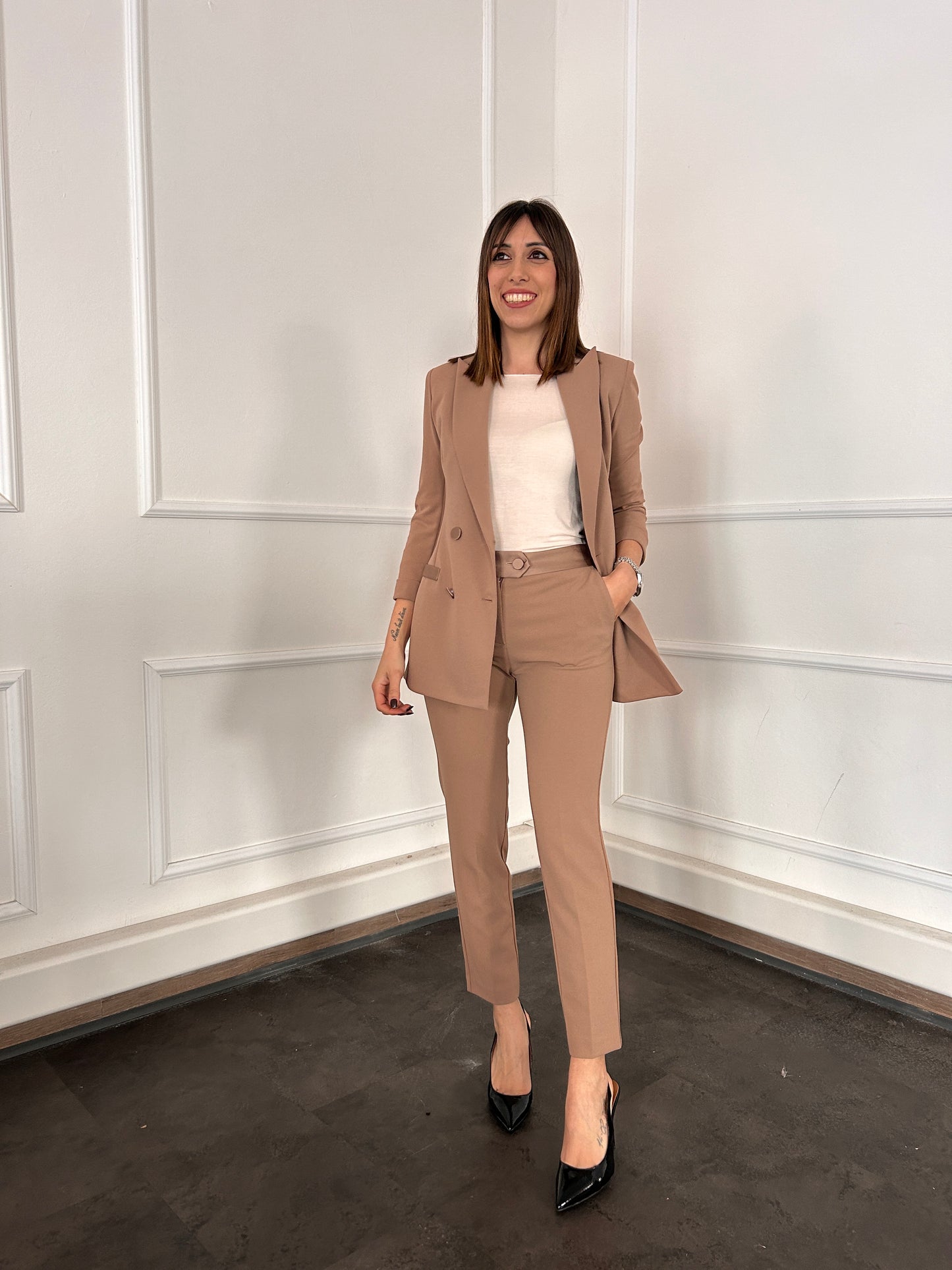 Pantalone a sigaretta moka mousse