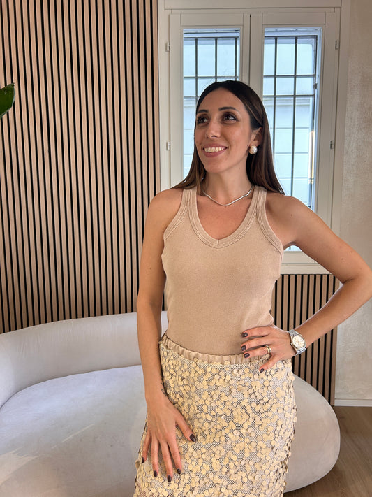 Canotta scollo V cremino