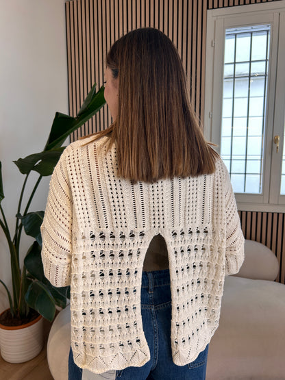 Maglia traforata burro