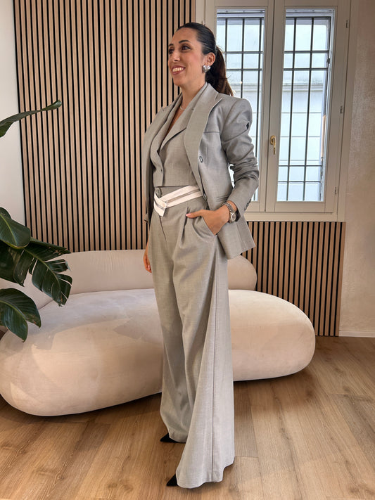 Pantalone bande grigio chiaro