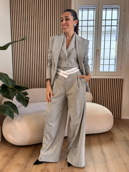 Pantalone bande grigio chiaro