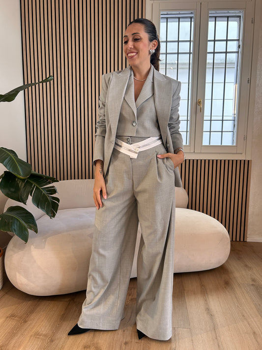 Pantalone bande grigio chiaro