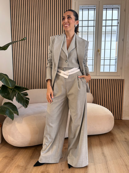 Pantalone bande grigio chiaro