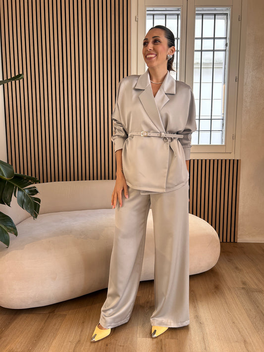 Pantalone raso perla