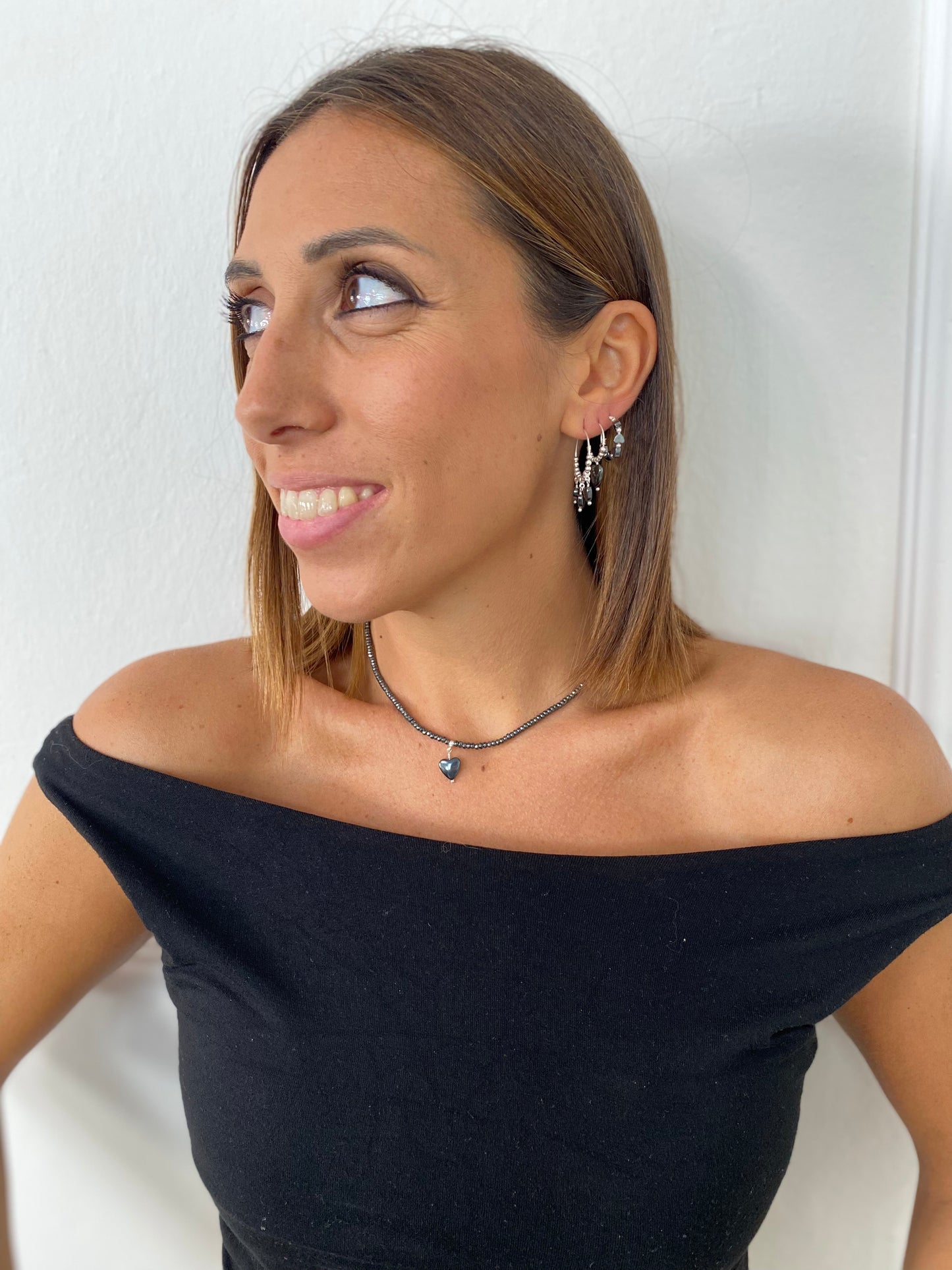 3 paia di orecchini cerchi cuore