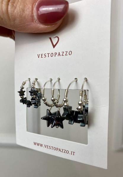 3 paia di orecchini cerchi stelle