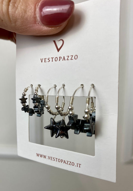 3 paia di orecchini cerchi stelle