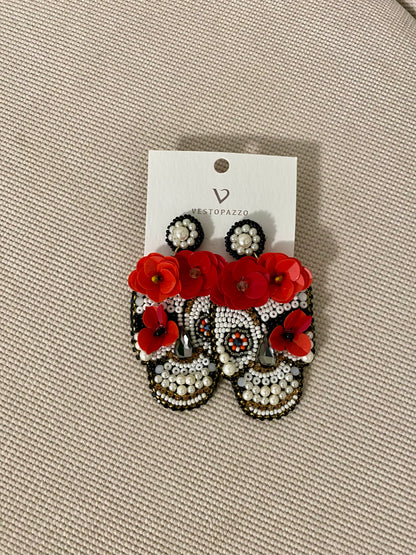 Orecchini teschio fiori