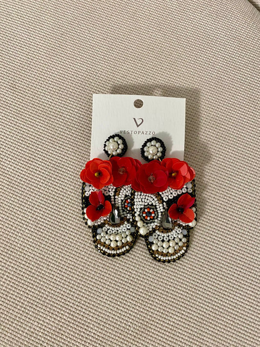 Orecchini teschio fiori