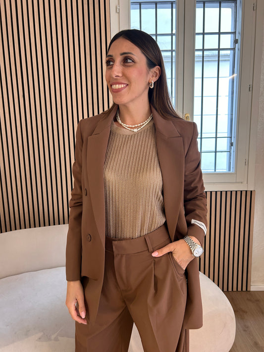 Giacca doppiopetto moka