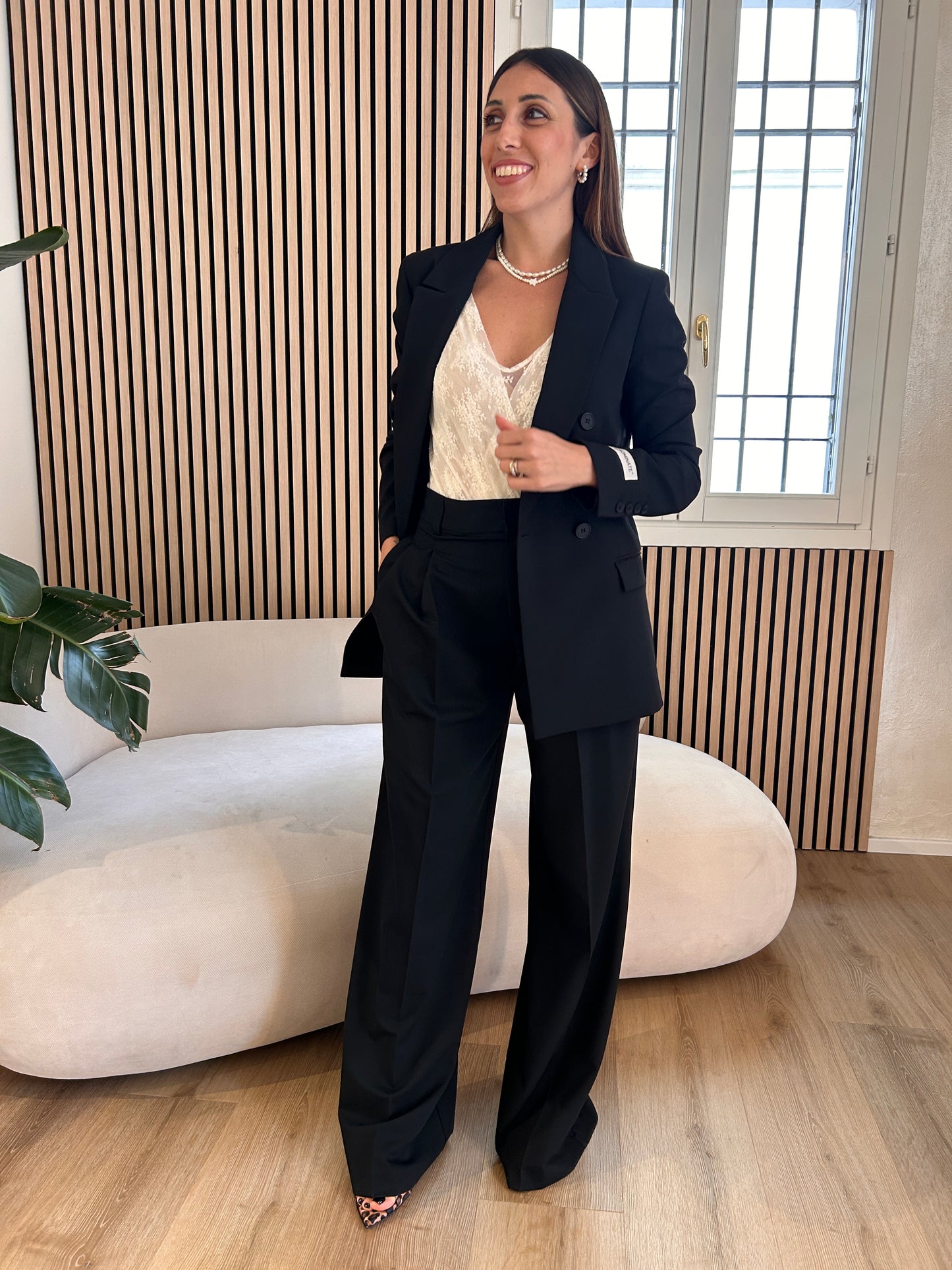 Pantalone over con pences nero