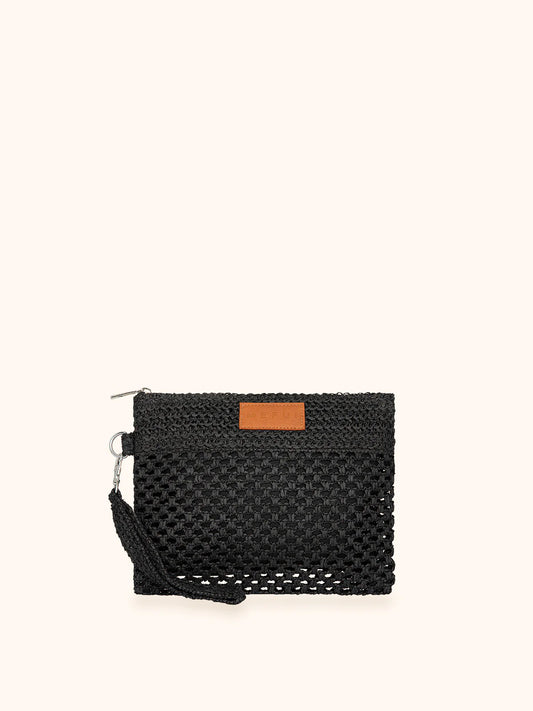 Mini Pochette rafia black