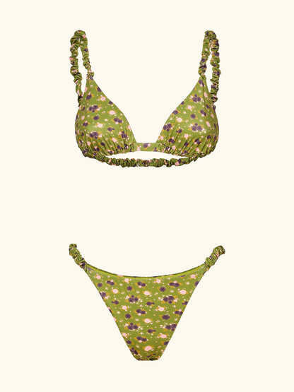 Bikini verde floreale