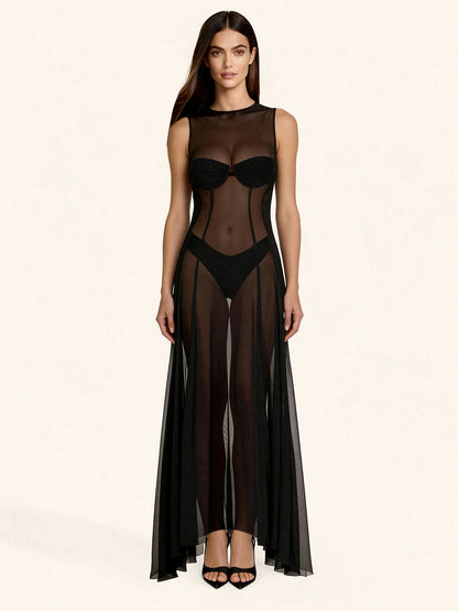 Vestito lungo smanicato Nero