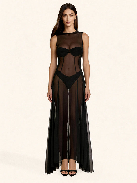 Vestito lungo smanicato Nero