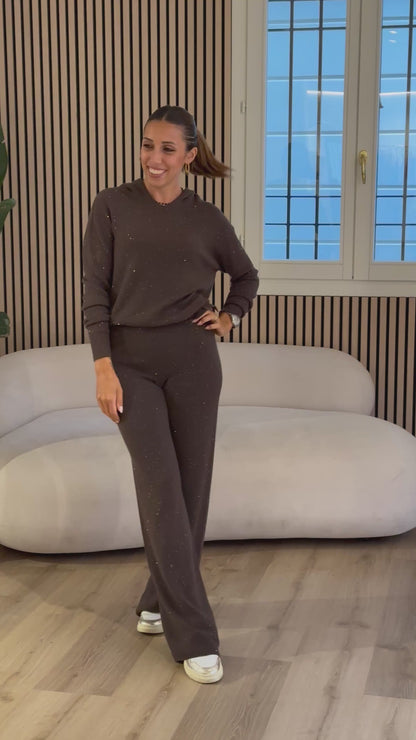 Pantalone dritto con paillettes