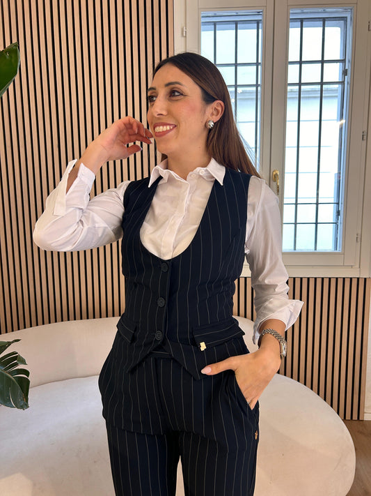 Gilet gessato blu