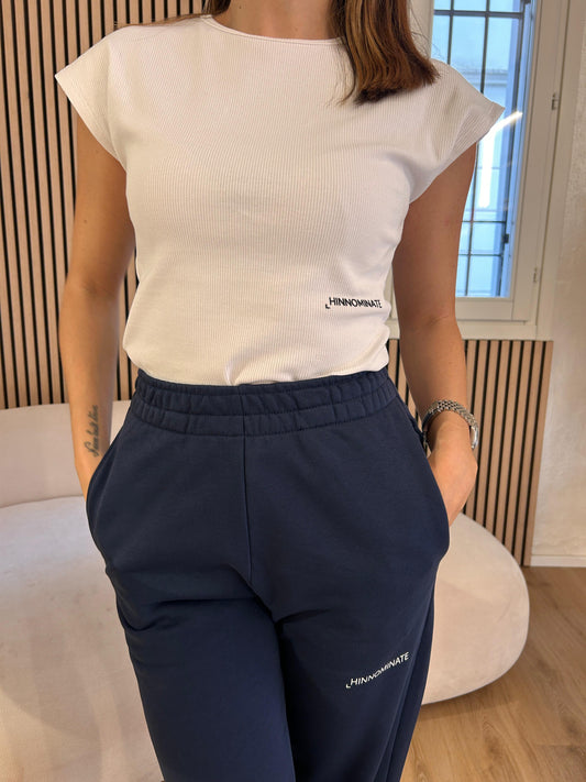 T- shirt mezza manica in costina Bianco