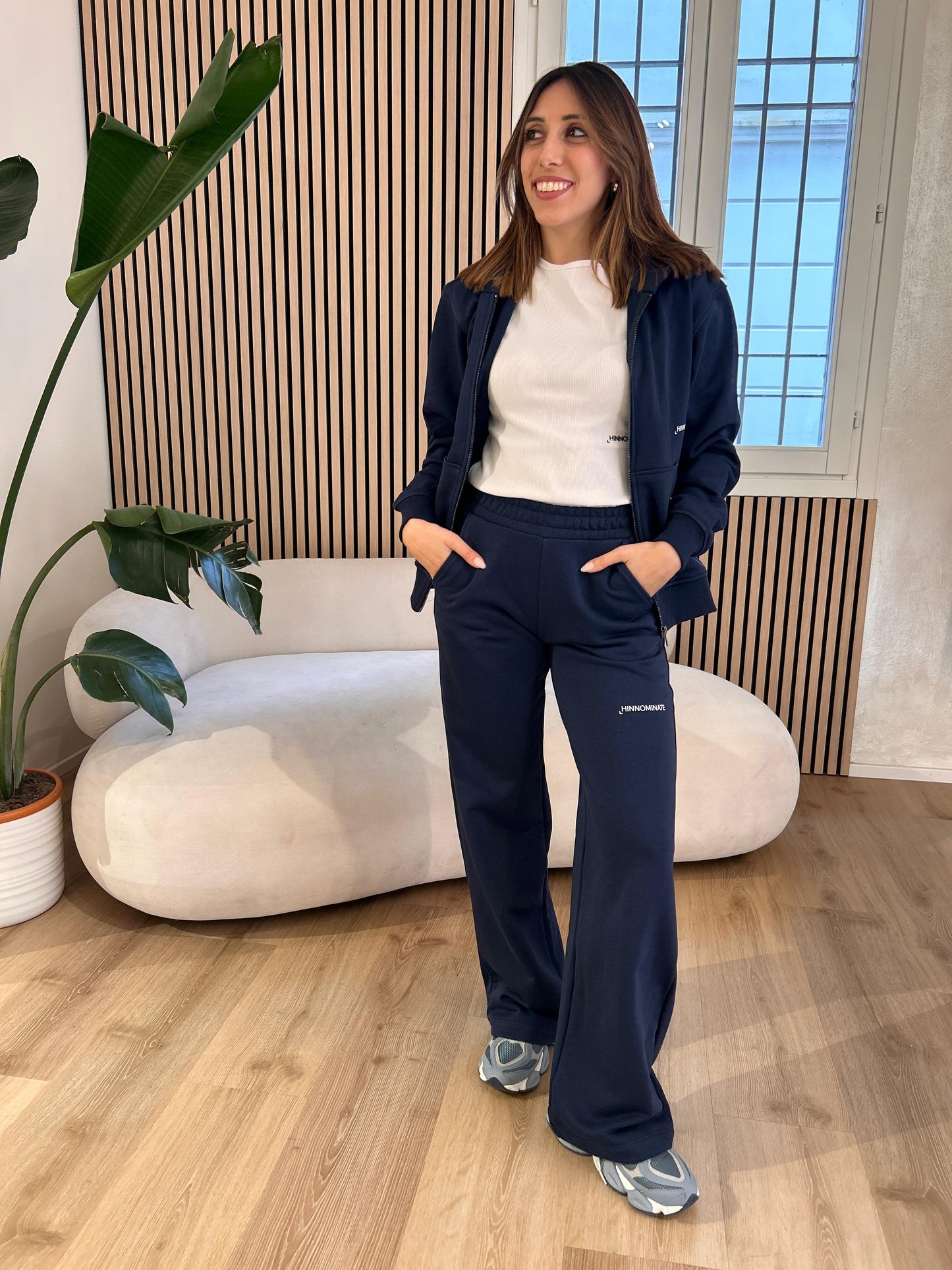 Pantalone a palazzo in felpa blu