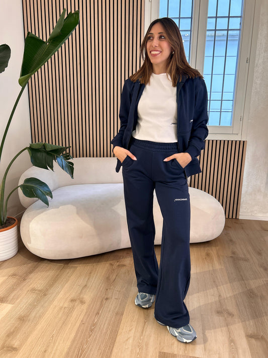 Pantalone a palazzo in felpa blu