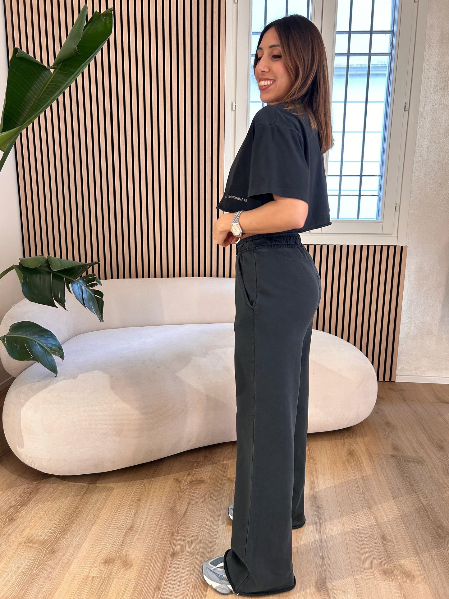 Pantalone a palazzo tinto old a taglio vivo