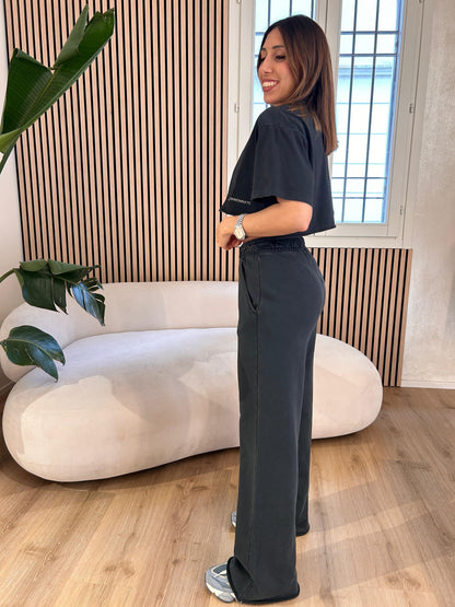 Pantalone a palazzo tinto old a taglio vivo