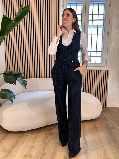 Gilet gessato blu