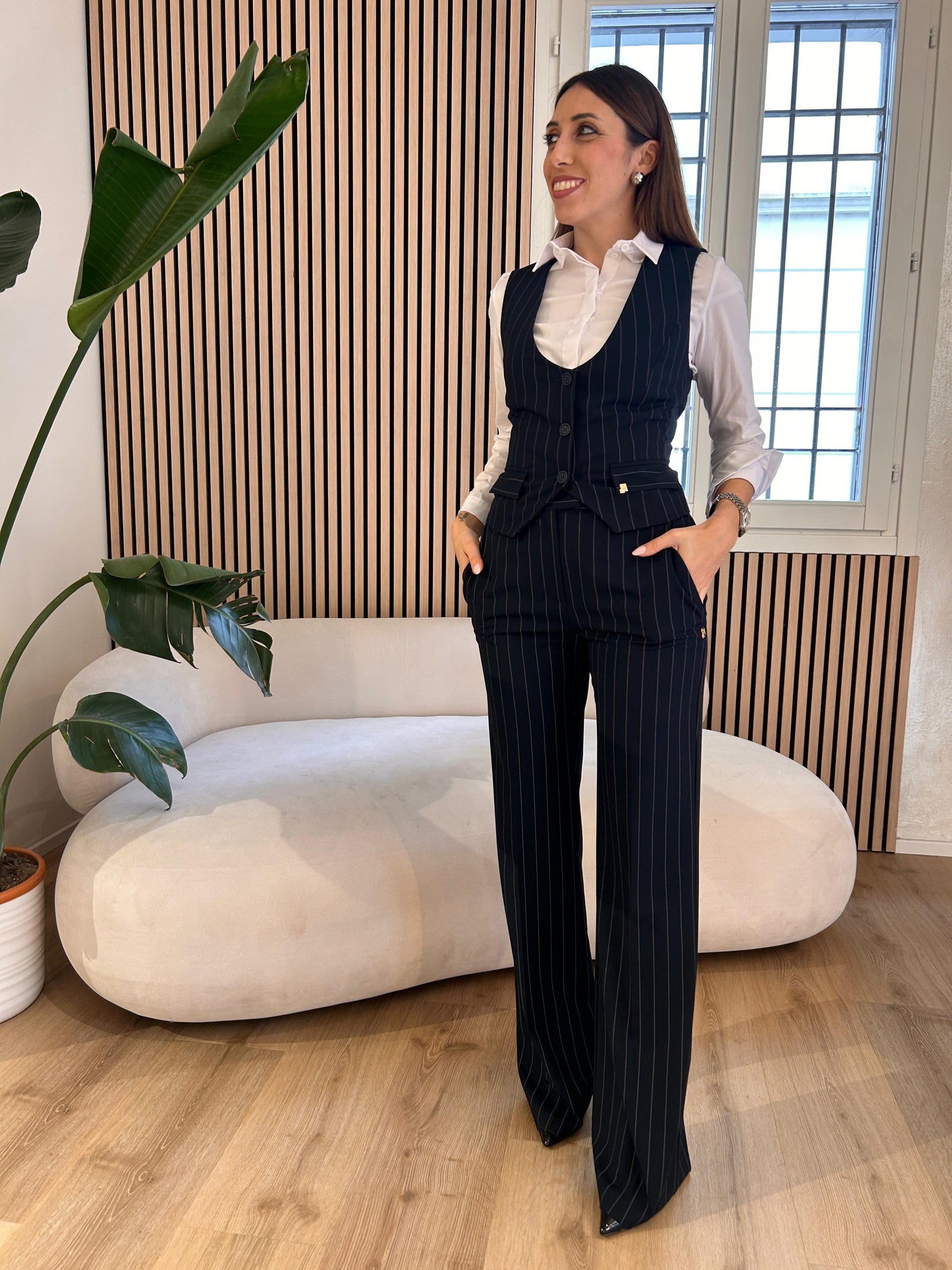 Gilet gessato blu