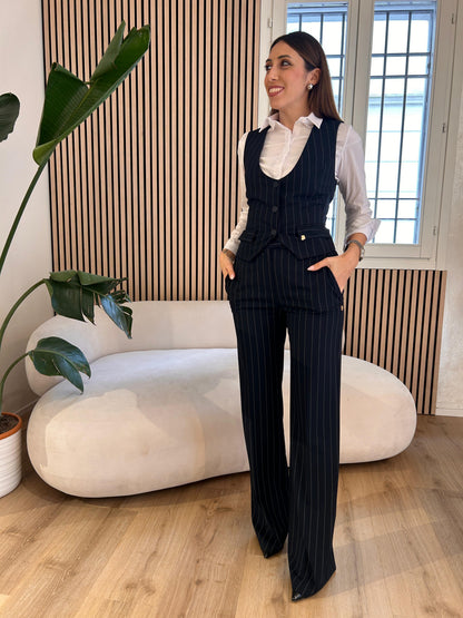 Gilet gessato blu