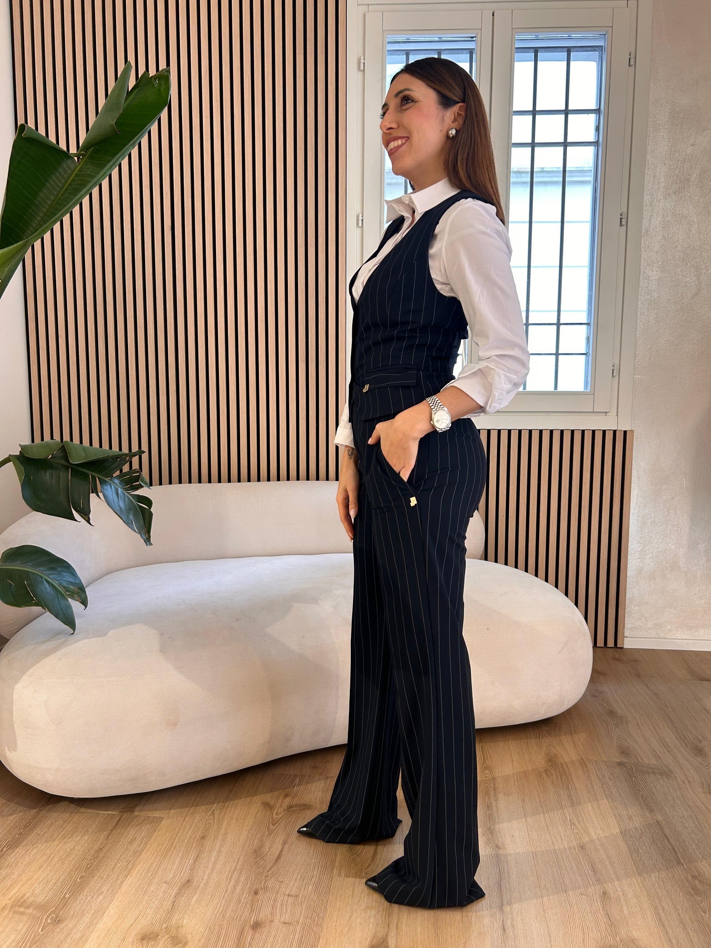 Gilet gessato blu