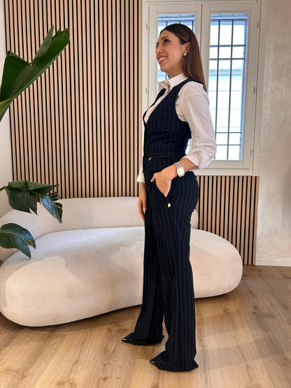 Gilet gessato blu