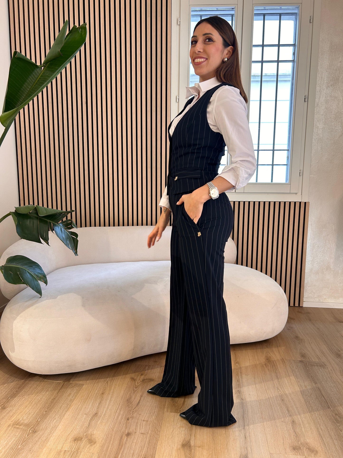 Gilet gessato blu