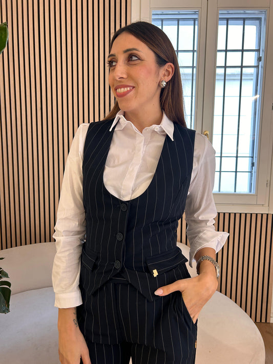 Gilet gessato blu