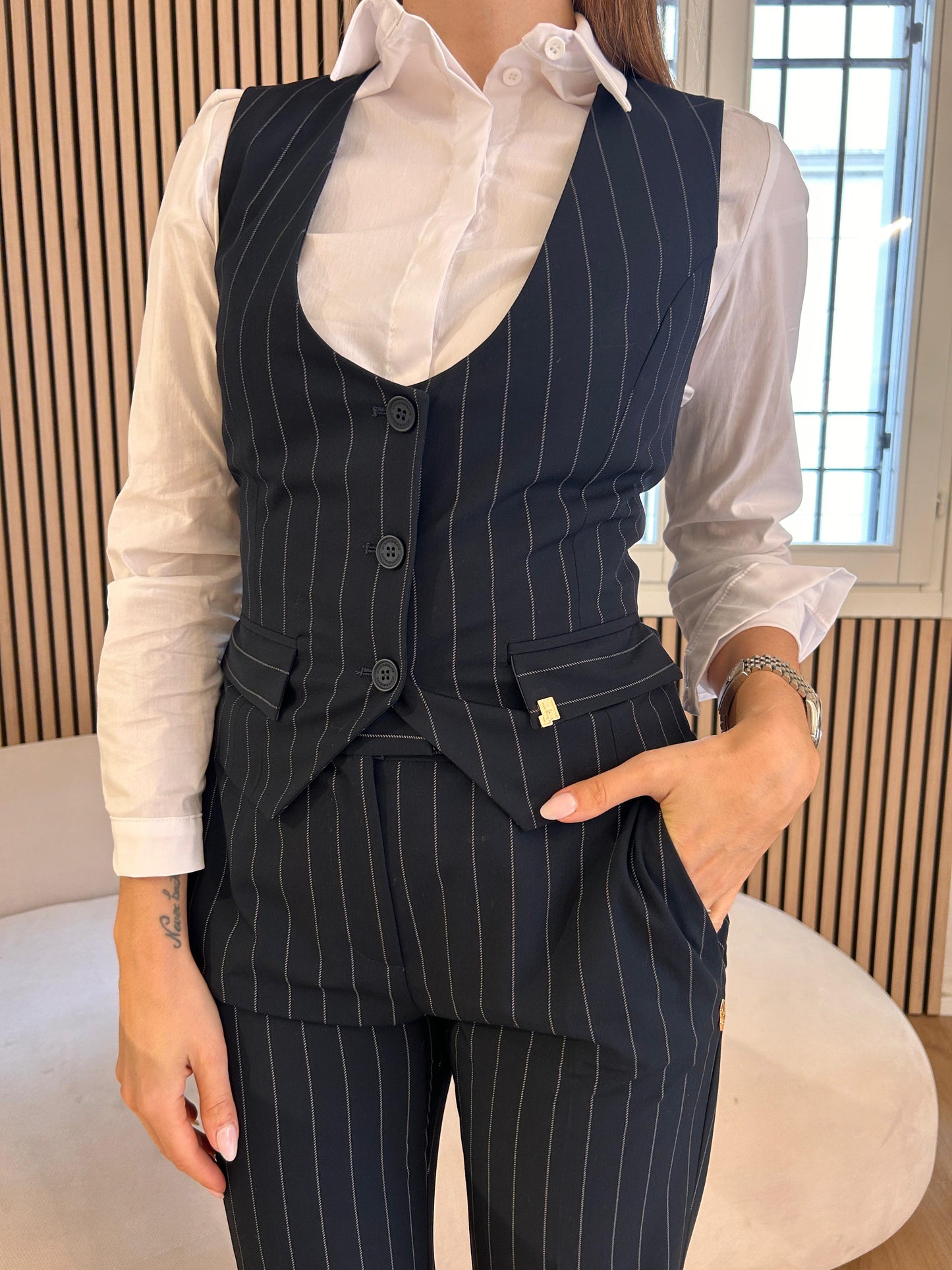 Gilet gessato blu
