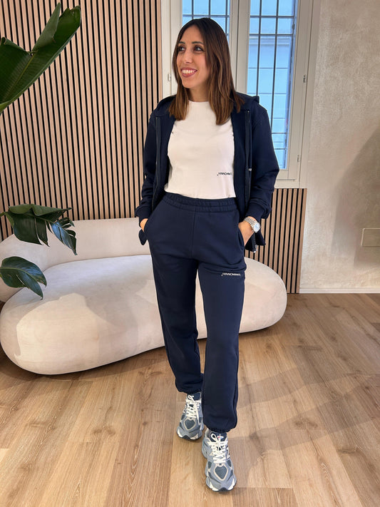 Pantalone basico asciutto in felpa blu