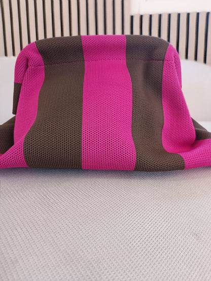 Pochette clutch rigata fucsia e moro