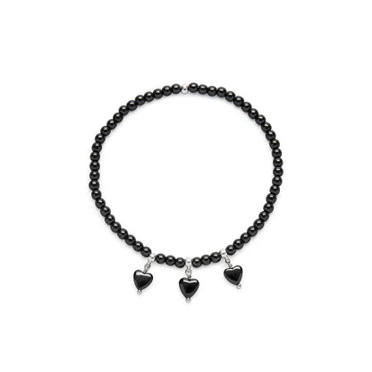 Bracciale elastico 3 cuori pendenti